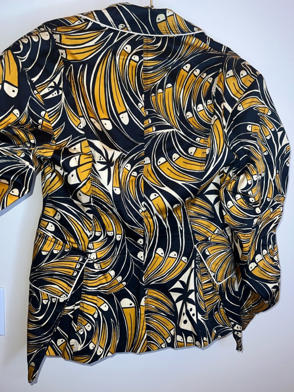 Farm Rio Toucan Spirals Blazer NWT Off White Tropical Print Jacket S - Picture 13 of 16